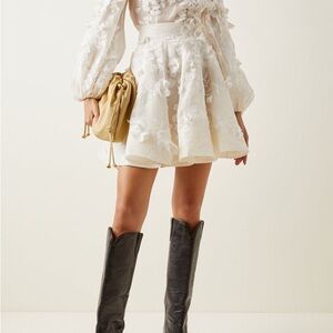 Zimmermann White Floral Mini Skirt